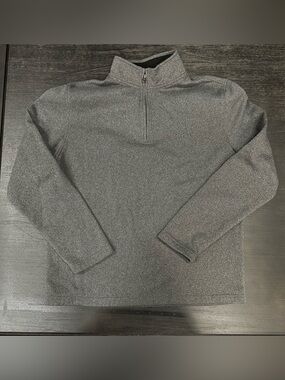 Izod Quarter Zip Pullover Mens Medium Gray Fleece Lined Casual Long Sleeve